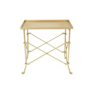 Storied Home 20 in. Gold Rectangle Metal Table EC0221 - The Home Depot | The Home Depot