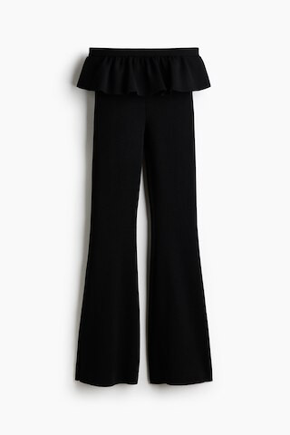 H & M - Frill-trimmed trousers - Black | H&M (UK, MY, IN, SG, PH, TW, HK)