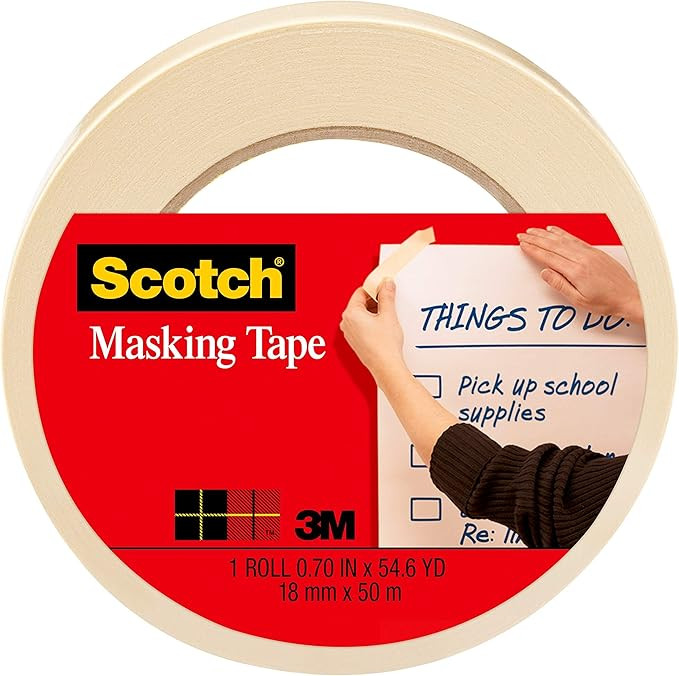 Scotch Masking Tape, 0.70 in x 54.6 yd (18 mm x 50 m), Great for Labeling, Mounting and Bundling | Amazon (US)