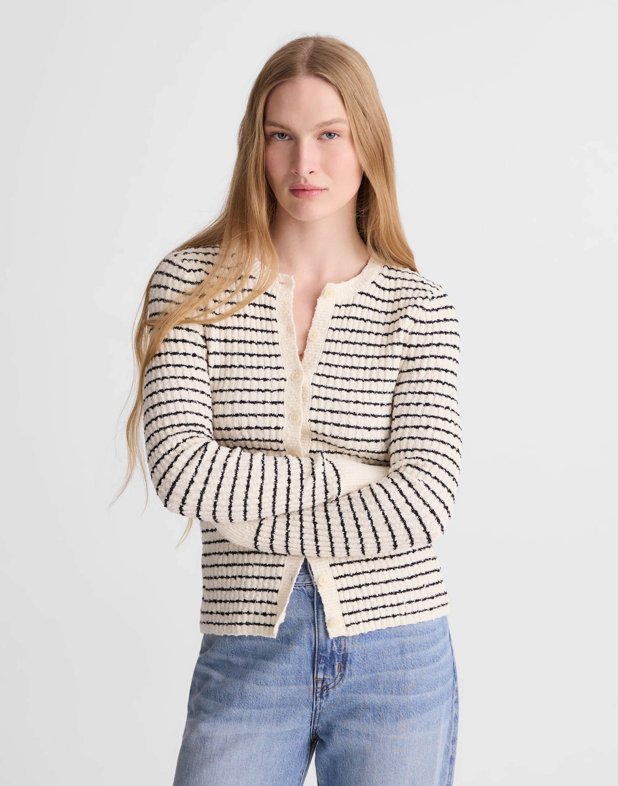 Striped Bouclé-Knit Cardigan | Madewell