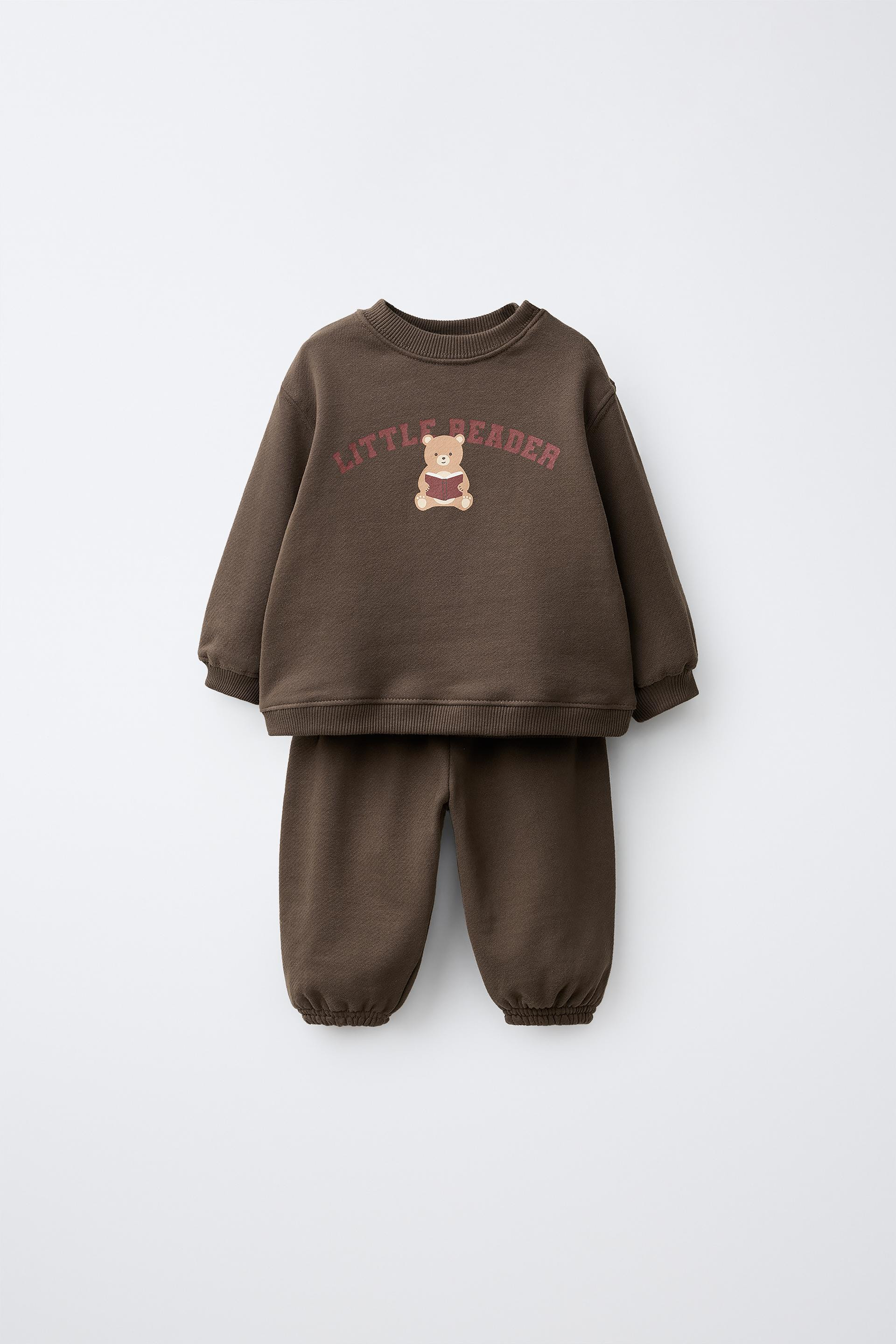 Zara - Bear Sweatshirt And Pants Set - Brown - 3-6 Months (26,8 Inches) - Kids | Zara US