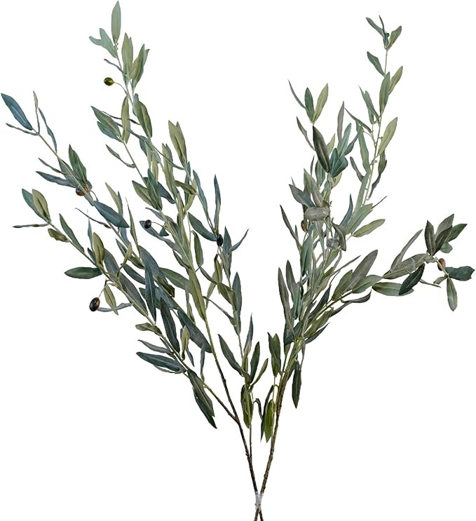 2pcs 45" Tall Olive Branches for Vases, Artificial Olive Tree Branches Faux Olive Leaves Stems De... | Amazon (US)