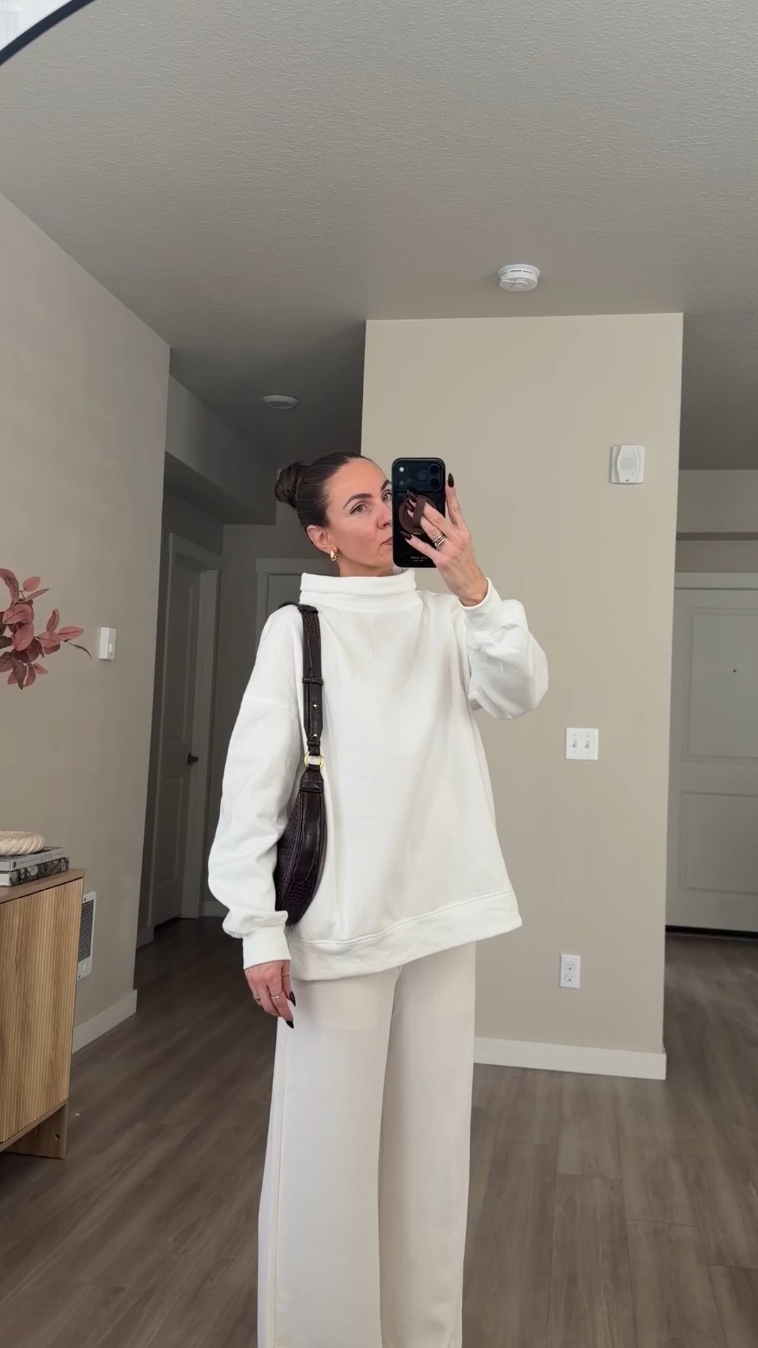 mockneck sweatshirt
wearing size medium 
i'm 5'7