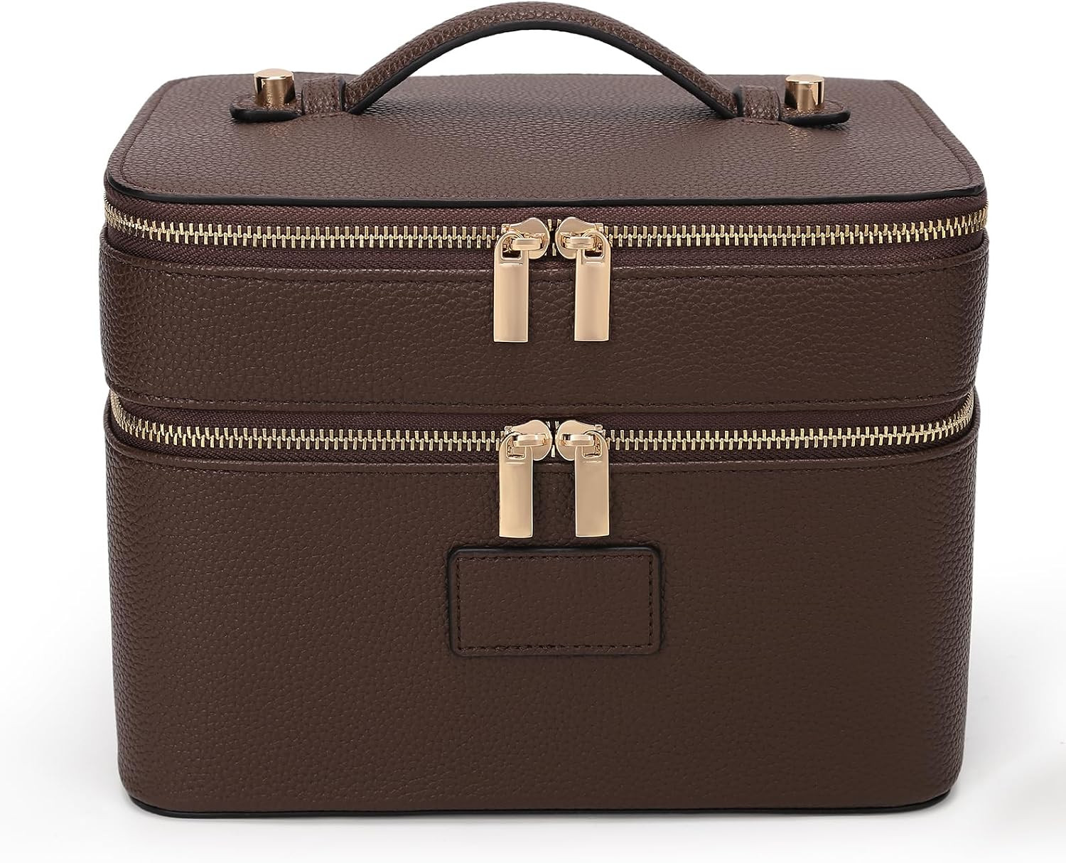 Large Makeup Bag Duo Vanity Case for Women Leather Makeup Case Travel Toiletry Bag Portable Double Layer Cosmetic Bag | Amazon (US)