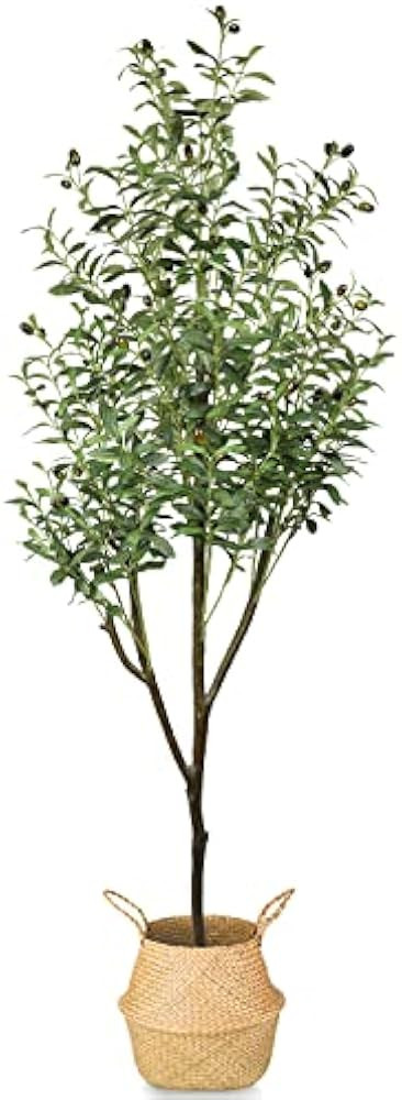 LOVMOR Artificial Olive Tree 5.9ft with Woven Seagrass Plant Basket and Realistic Moss ,Faux Oliv... | Amazon (US)