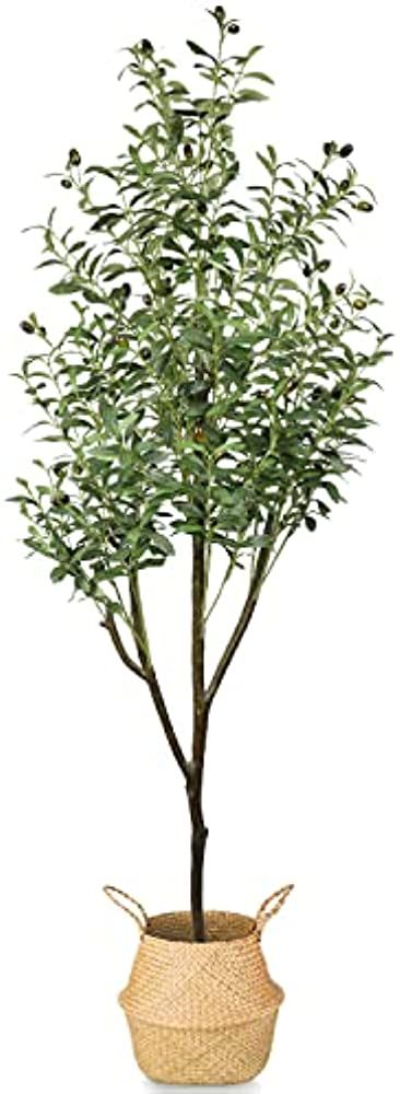 LOVMOR Artificial Olive Tree 5.9ft with Woven Seagrass Plant Basket and Realistic Moss ,Faux Oliv... | Amazon (US)