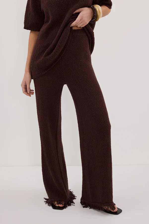 SUE CHOC FRINGE KNIT PANT | DISSH