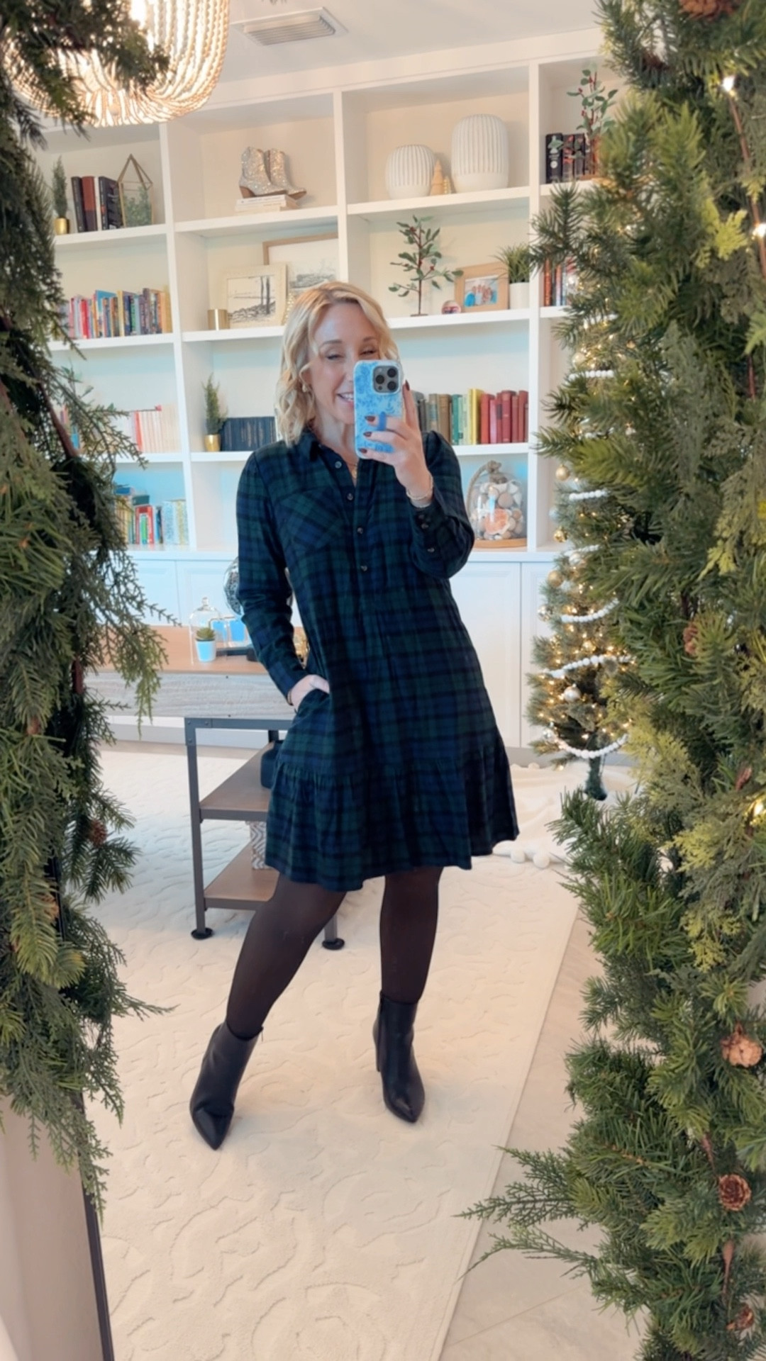 Walmart week of (festive) work wear:
THURSDAY: plaid swing dress - size XS (could have done a small). $19.98 // coatigan - size small. 

#LTKWatchNow #LTKHoliday #LTKSeasonal