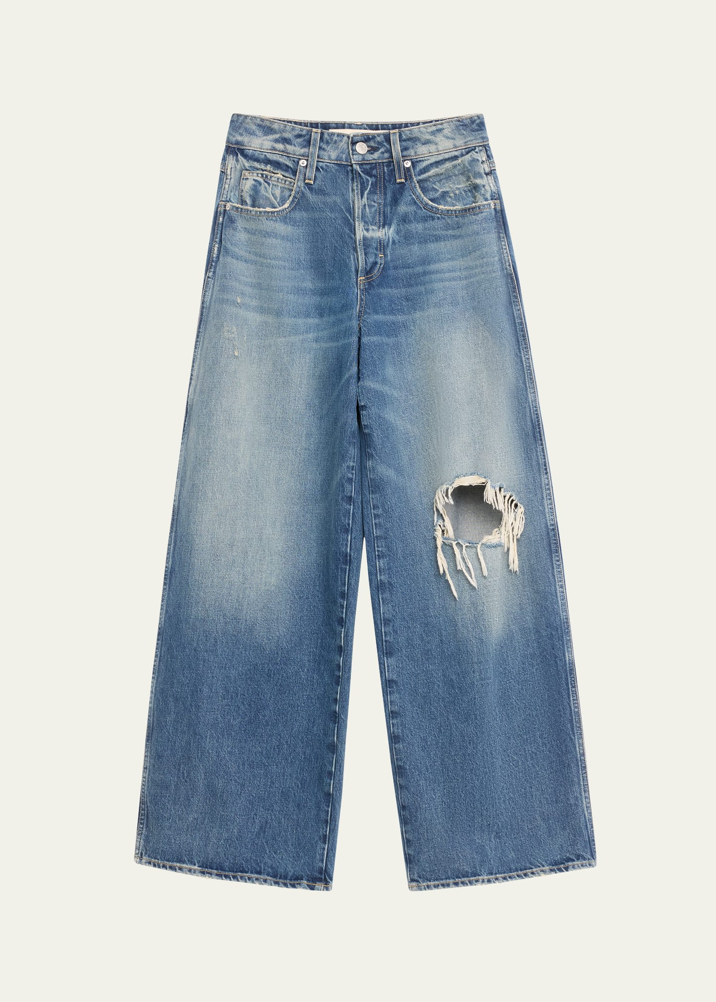 AMO Denim Indira Distressed Wide-Leg Jeans | Bergdorf Goodman