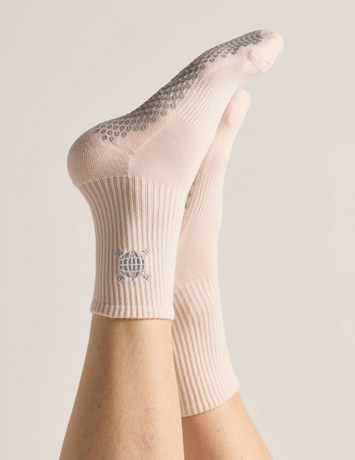 The Embroidered Crew Grip Sock | LUCKY HONEY