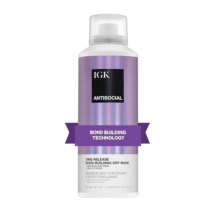 IGK Antisocial Bond-Building Dry Hair Mask, overnight dry hair mask for damaged hair, revive heal... | Amazon (US)