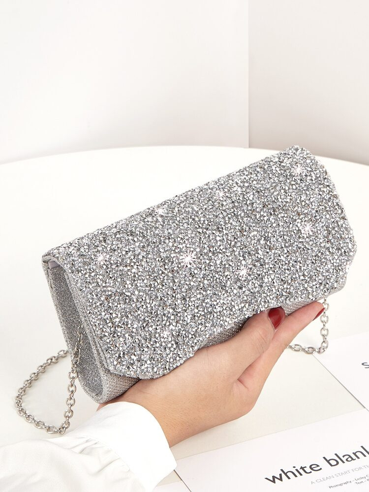 Rhinestone Chain Square Bag | SHEIN