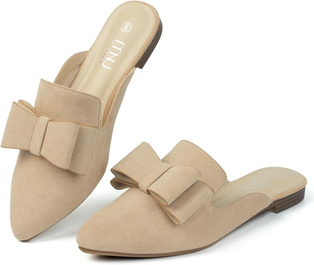 MUSSHOE Mules for Women Flats Comfortable Pointed Toe Slip on Women Mules Flats | Amazon (US)