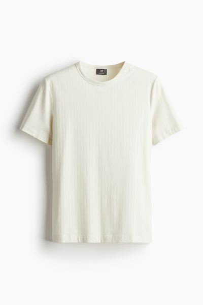 Slim Fit Ribbed Lyocell-blend T-shirt - Dark beige - Men | H&M US | H&M (US + CA)