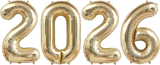 2026 Champagne Gold Balloons, 40" Large Champagne Gold 2026 Balloons Helium Mylar Foil Balloons f... | Amazon (US)