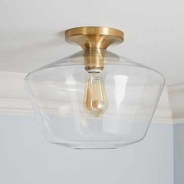Sculptural Glass Geo Flushmount - Clear | West Elm (US)