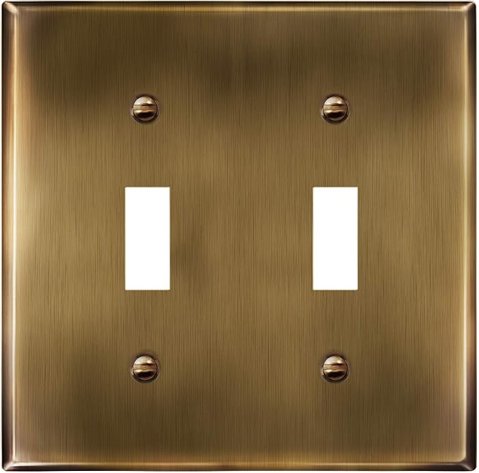 ENERLITES Double Toggle Light Switch Metal Cover Plate, Stainless Steel Wall Plate, Corrosion Res... | Amazon (US)