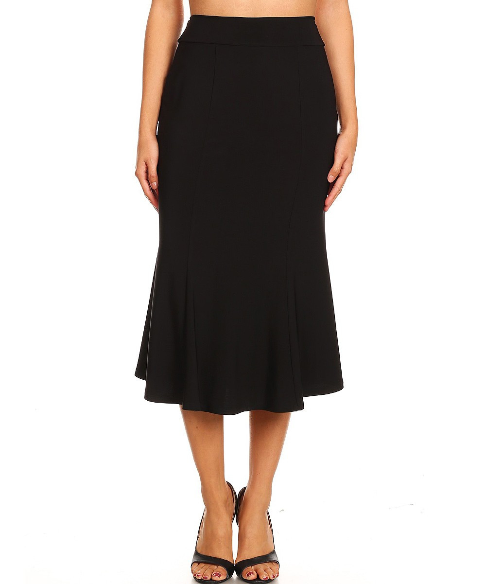 One Fashion by Cozy Collection Women's Casual Skirts Black - Black Midi Skirt | Zulily