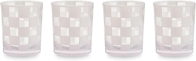 MACKENZIE-CHILDS Set of 4 Acrylic Tumblers, Open Tumbler Cups, Acrylic Cups, 14 Ounces, White Che... | Amazon (US)