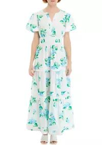 Crown & Ivy™ Women's Flutter Sleeve Printed Midi Dress | Belk