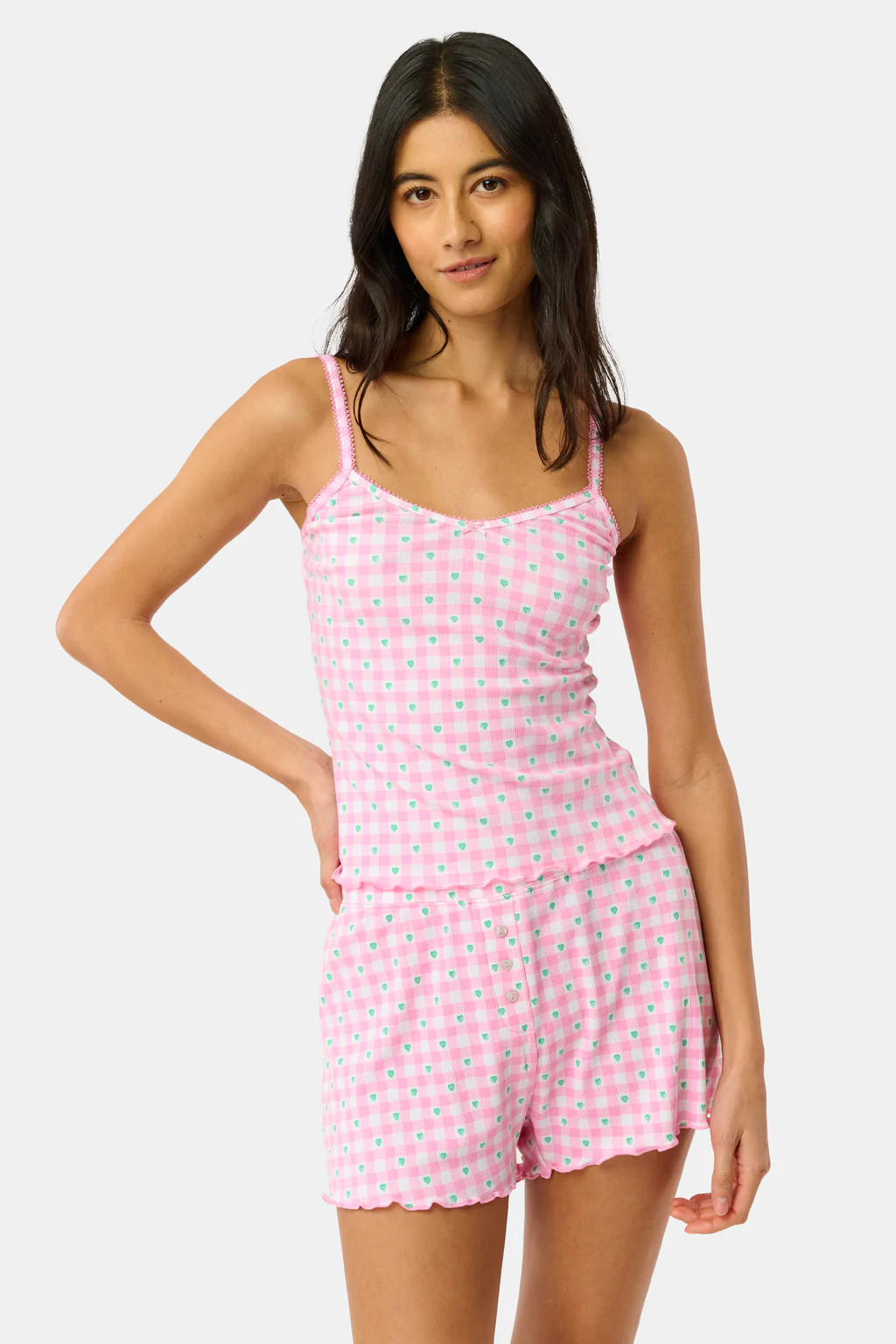 Gingham Hearts Mulberry Cami | Roller Rabbit