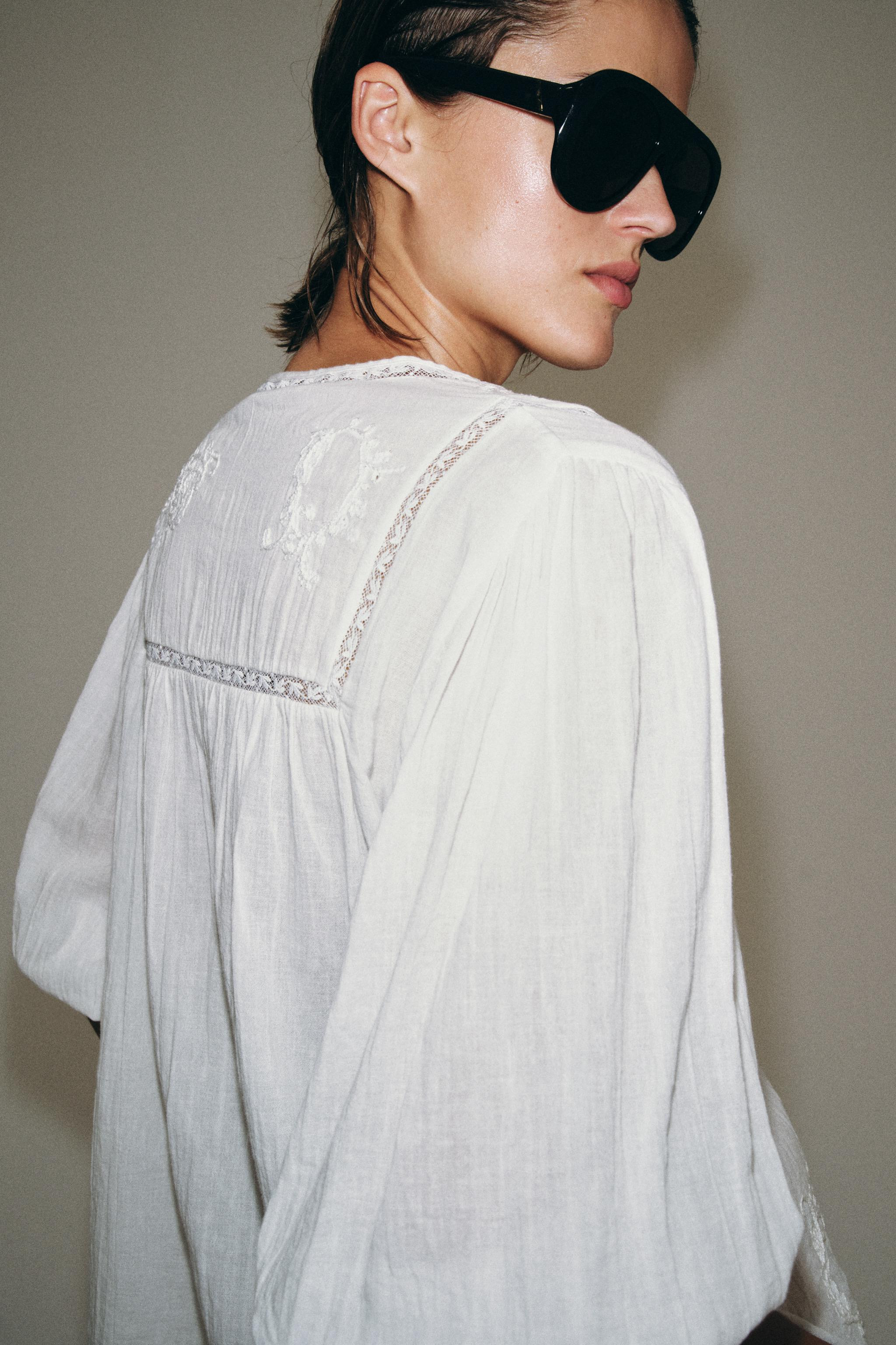ZW COLLECTION EMBROIDERED LACE SHIRT | Zara UK