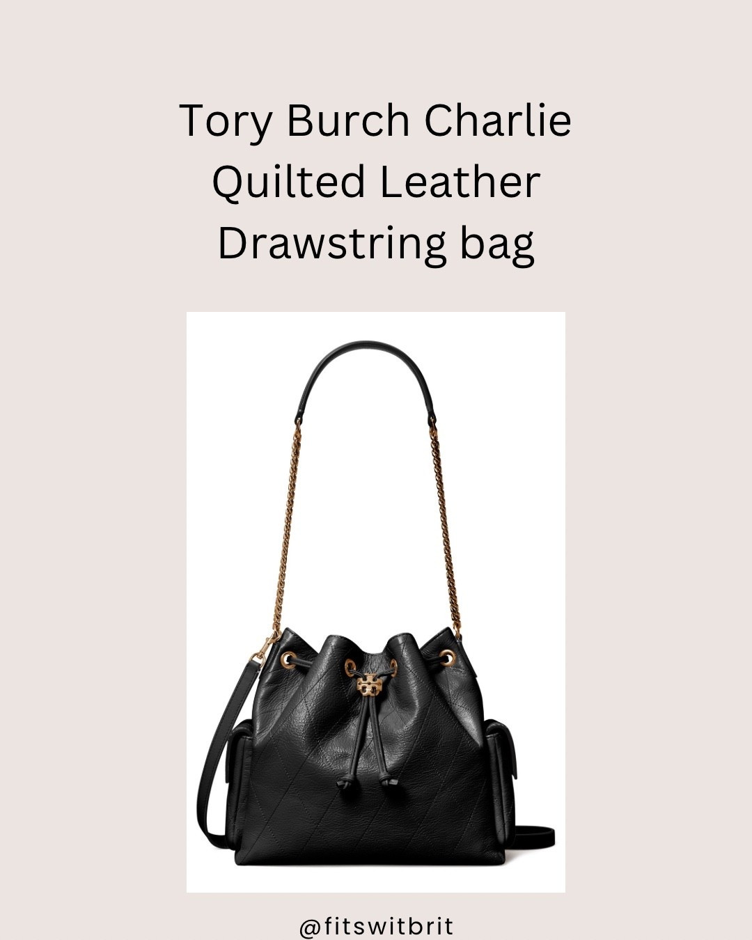 Tory Burch Charlie Quilted Leather Drawstring Bag