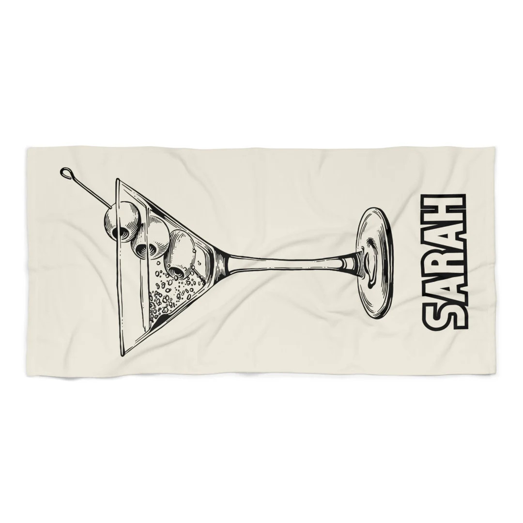 CUSTOM Name, Martinis and Bikinis Bachelorette Beach Towel, Martini Theme Pool Party Towels, Gift... | Etsy (US)