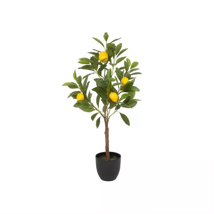 29" Artificial Lemon Tree in Black Pot Green/Yellow - Gerson International | Target