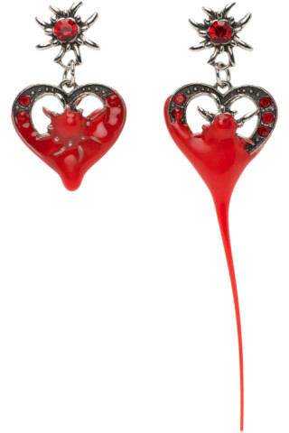 Silver Dipped Heart Earrings | SSENSE