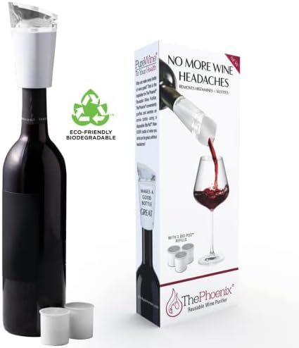 PureWine Phoenix Wine Purifier Removes Histamines & Sulfites, Reusable Wine Filter Aerates & Restore | Amazon (US)