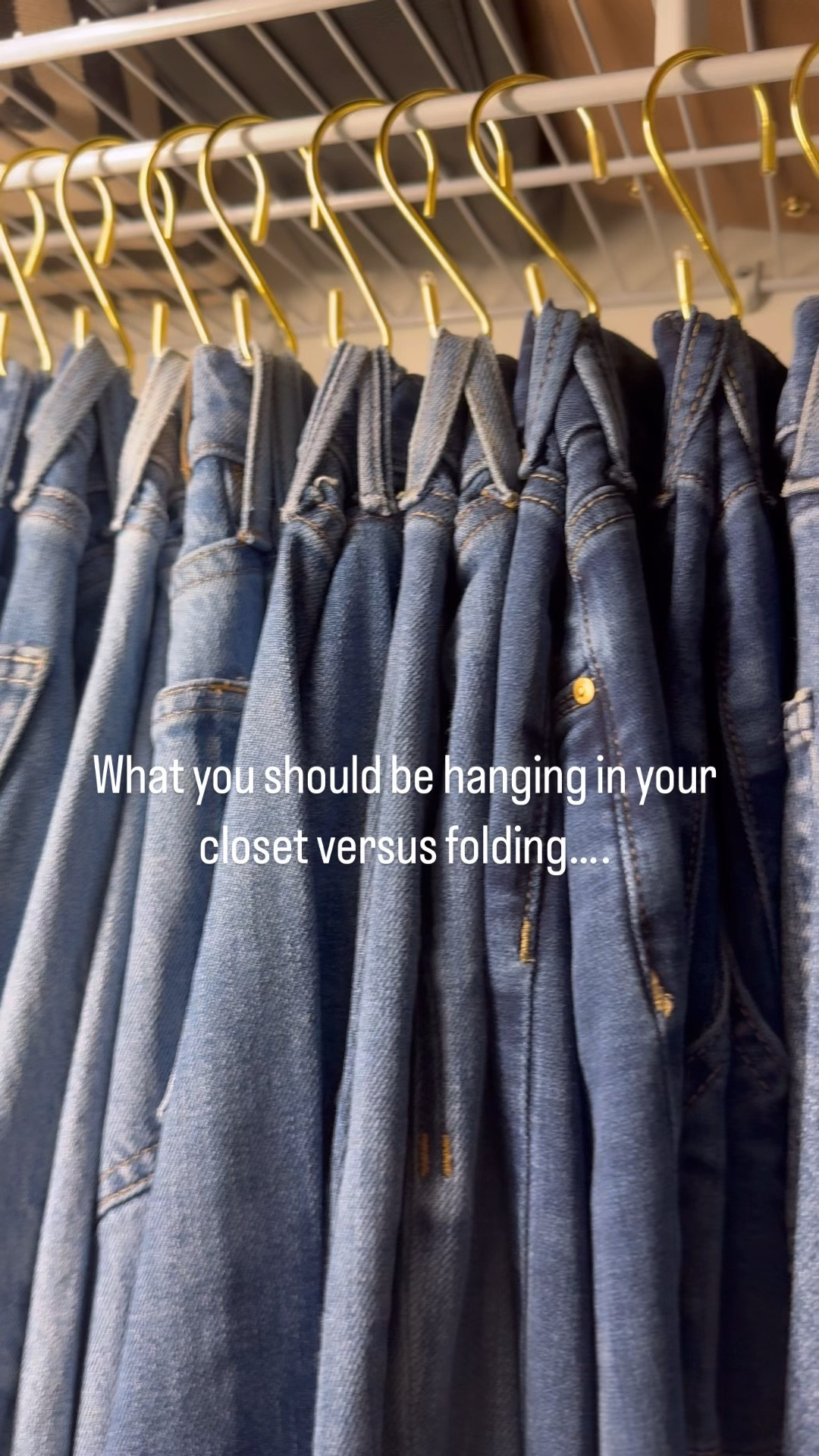 Knowing what to hang versus fold in drawers or in baskets can keep your wardrobe more organized and make it easier to get dressed each day 🌟

If you have enough hanging space, hang almost everything you wear daily including:

✔ Blazers, dresses, blouses, pants, jeans, and tees - this not only prevents wrinkles but makes it easier to find what you are looking for rather than rummaging through drawers or baskets. For jeans you can use these s hooks or use a kids hanger for best results 

Items to fold in drawers or baskets:
✔ Athleisure, undergarments, pajamas, loungewear, hats, scarves, & heavier sweaters to avoid shoulder distortion (unless you hang them using the fold method) 

#LTKFindsUnder50 #LTKStyleTip #LTKHome