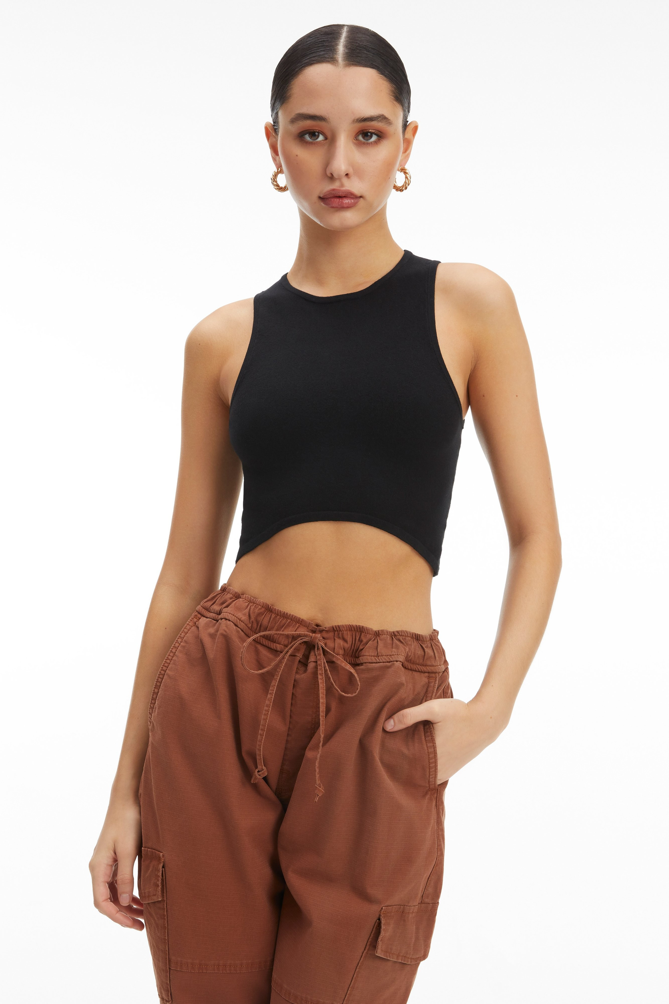 CUT IN CROPPED SWEATER | BLACK001 | Good American