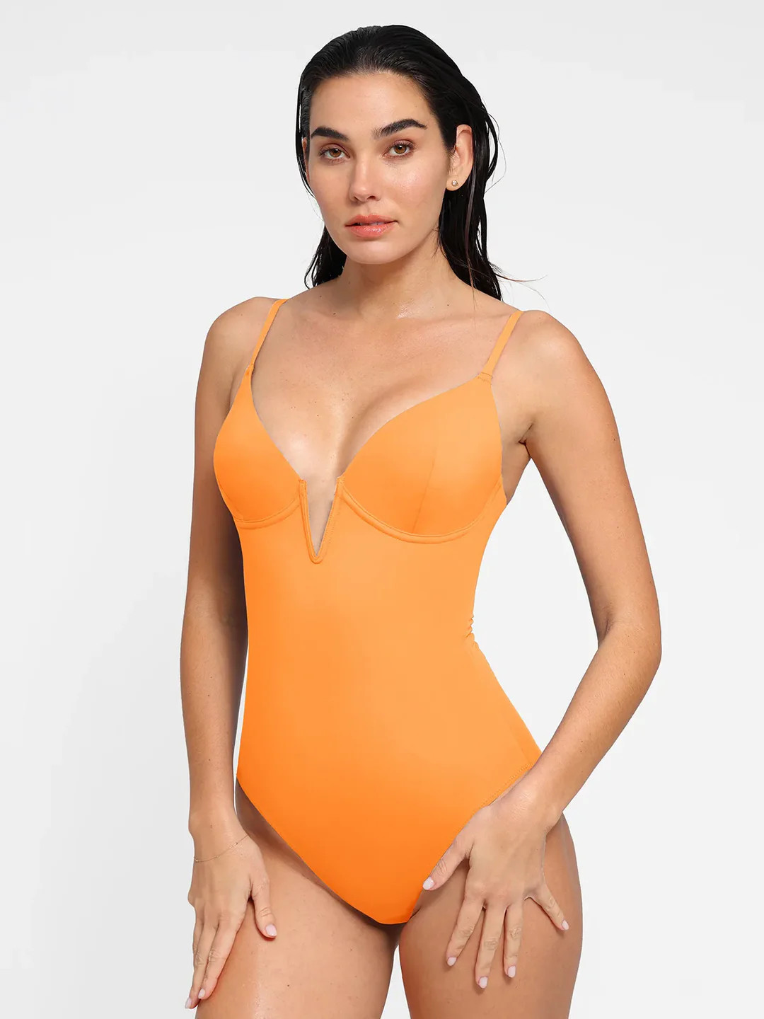 Shapewear Plunging V Slimming One-Piece Swimsuit | Popilush
