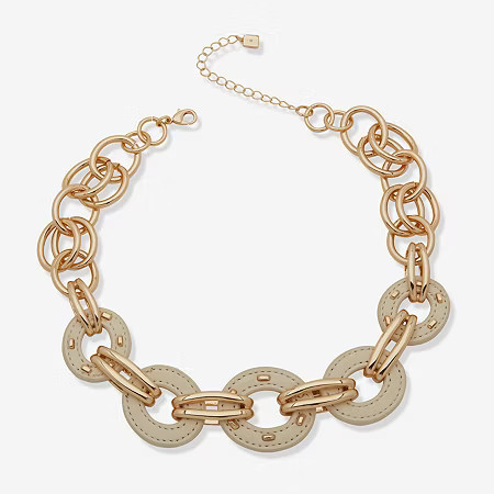 Worthington Gold Tone Womens 9 Inch Collar Necklace, One Size, White | JCPenney