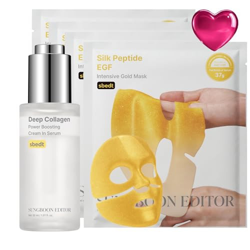SUNGBOON EDITOR Golden Glow Boost Set Duo I Silk Peptide EGF Intensive Gold Mask & Deep Collagen Serum I Valentines Day Gifts for Woman | Amazon (US)