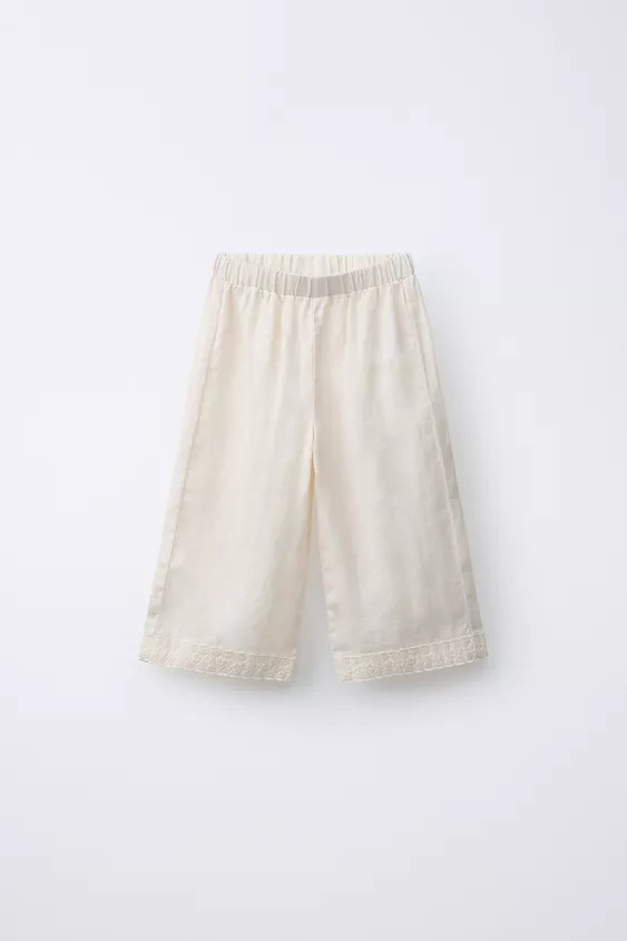 100% LINEN LACE TRIM CULOTTES | Zara UK