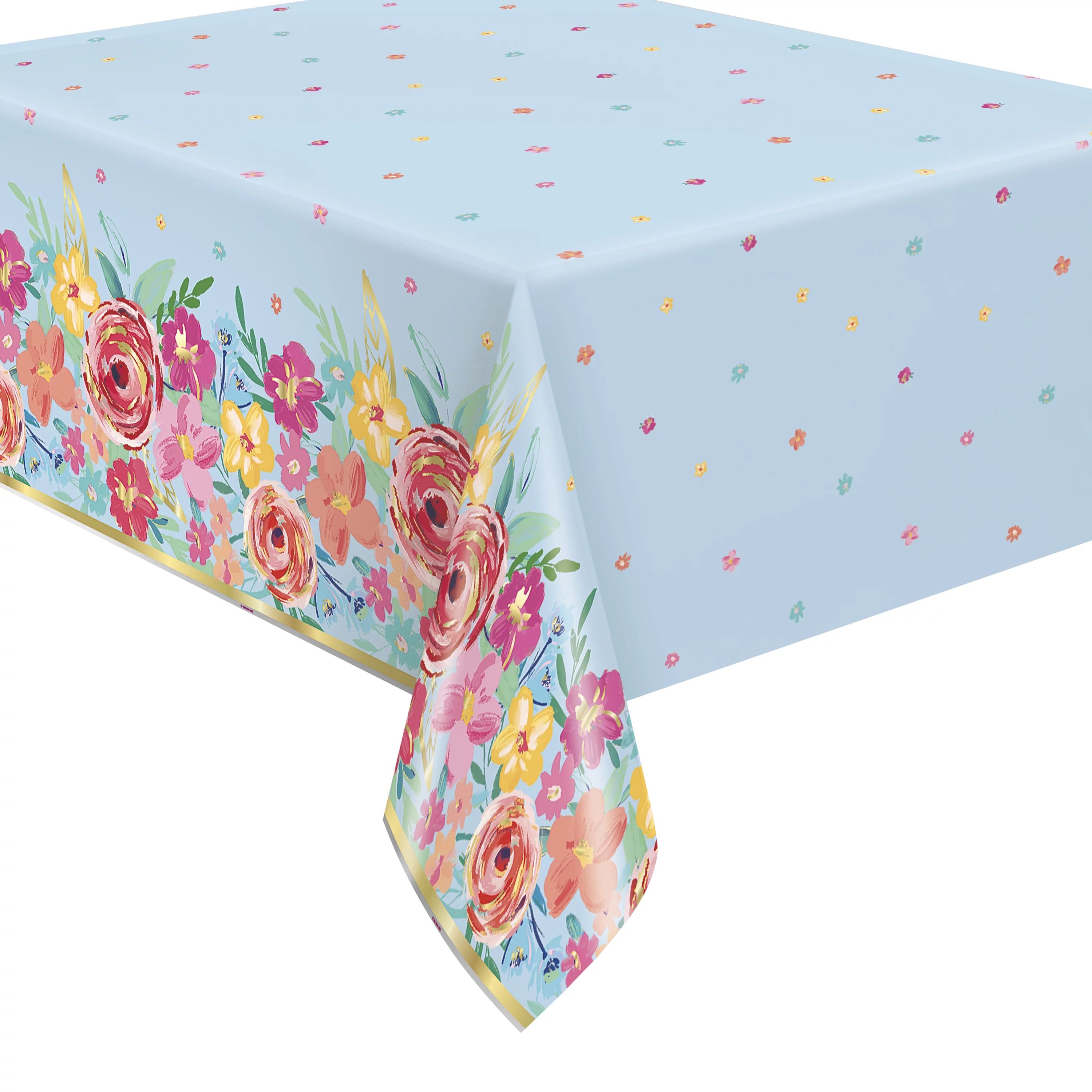 The Pioneer Woman Floral Pink Foil Party Tablecloth, 84in x 54in | Walmart (US)