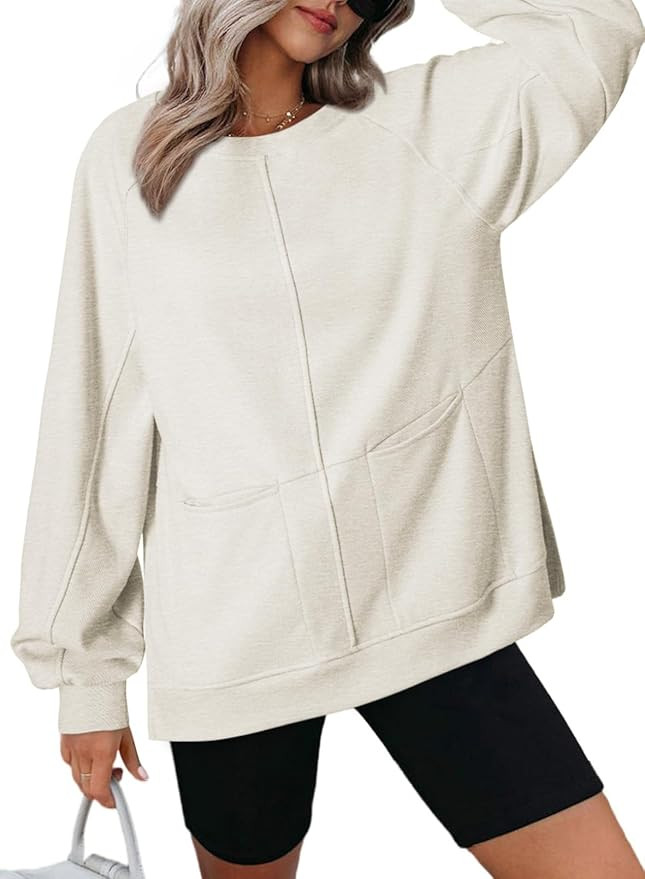 Dokotoo Womens Tops Long Sleeve Tunic Tops Loose Fit Dressy Casual Blouses Crewneck Pullover Tops... | Amazon (US)