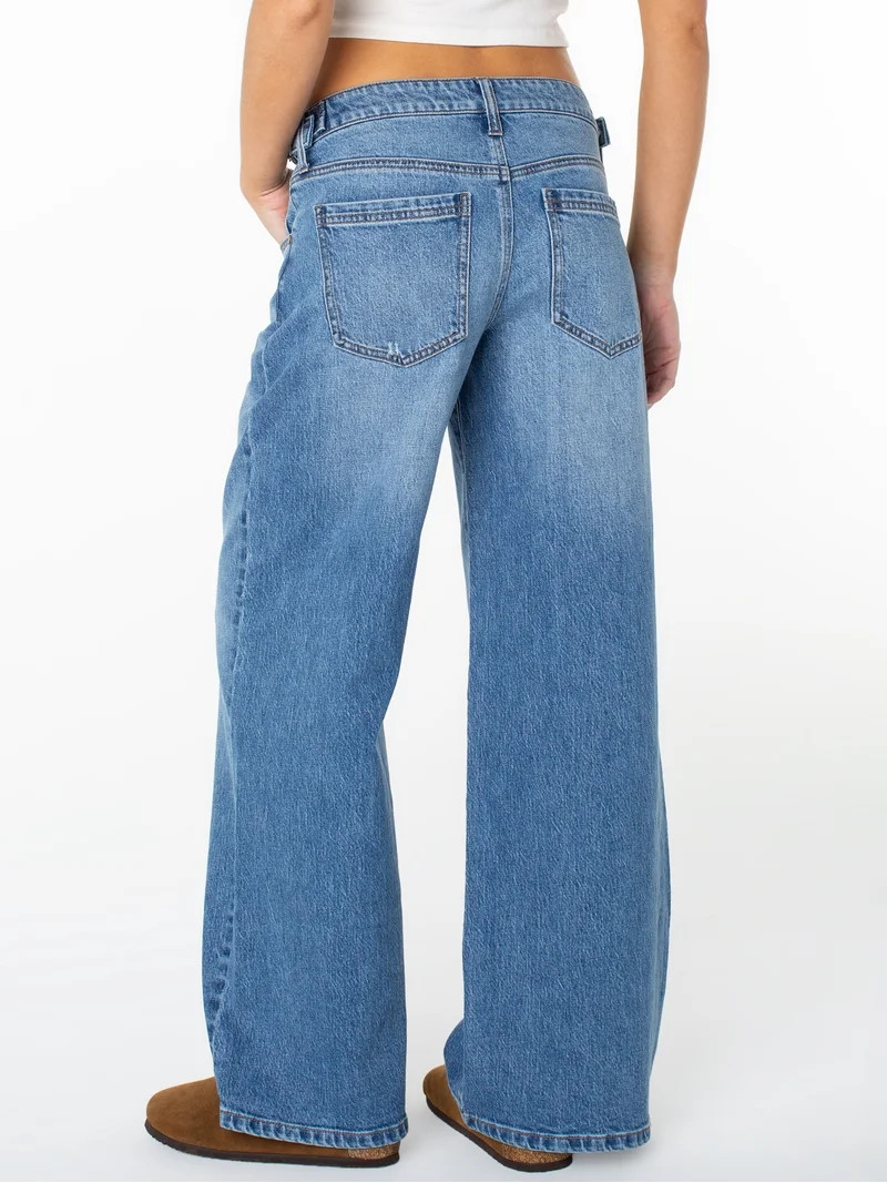Celebrity Pink Women's and Women's Plus Wide Leg Baggy Jeans with Tab Waist, Sizes XS-4X | Walmart (US)