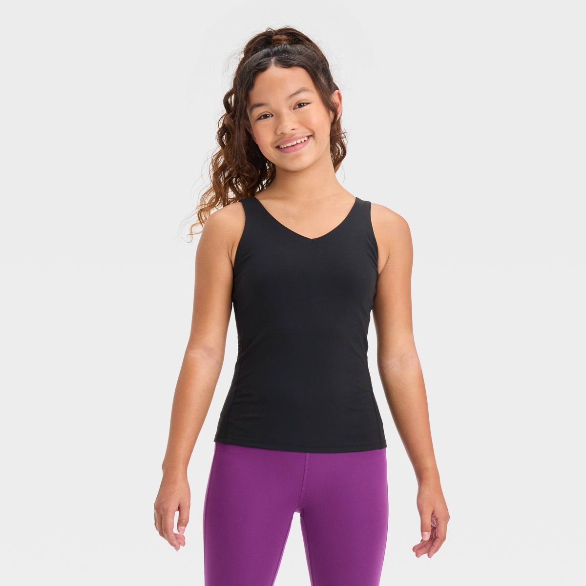 Girls' Athletic Tank Top - All In Motion™ Yellow XS | Target