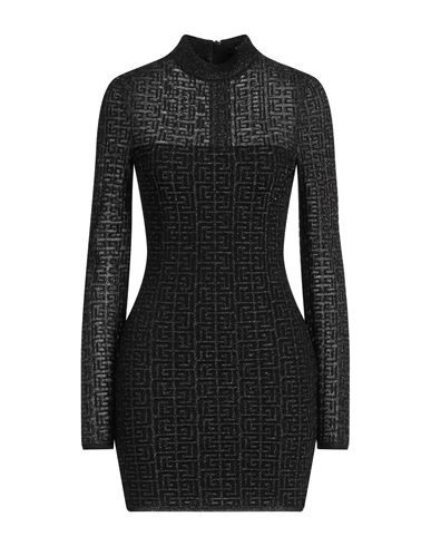 Balmain Woman Mini dress Black Size 8 Viscose, Cupro, Polyester, Polyamide, Metallic Polyester | YOOX (US)