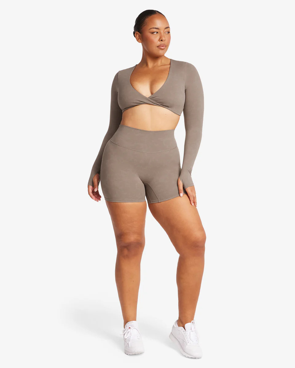 Fade Scrunch Shorts 5" | Mocha | Crop Shop Boutique US