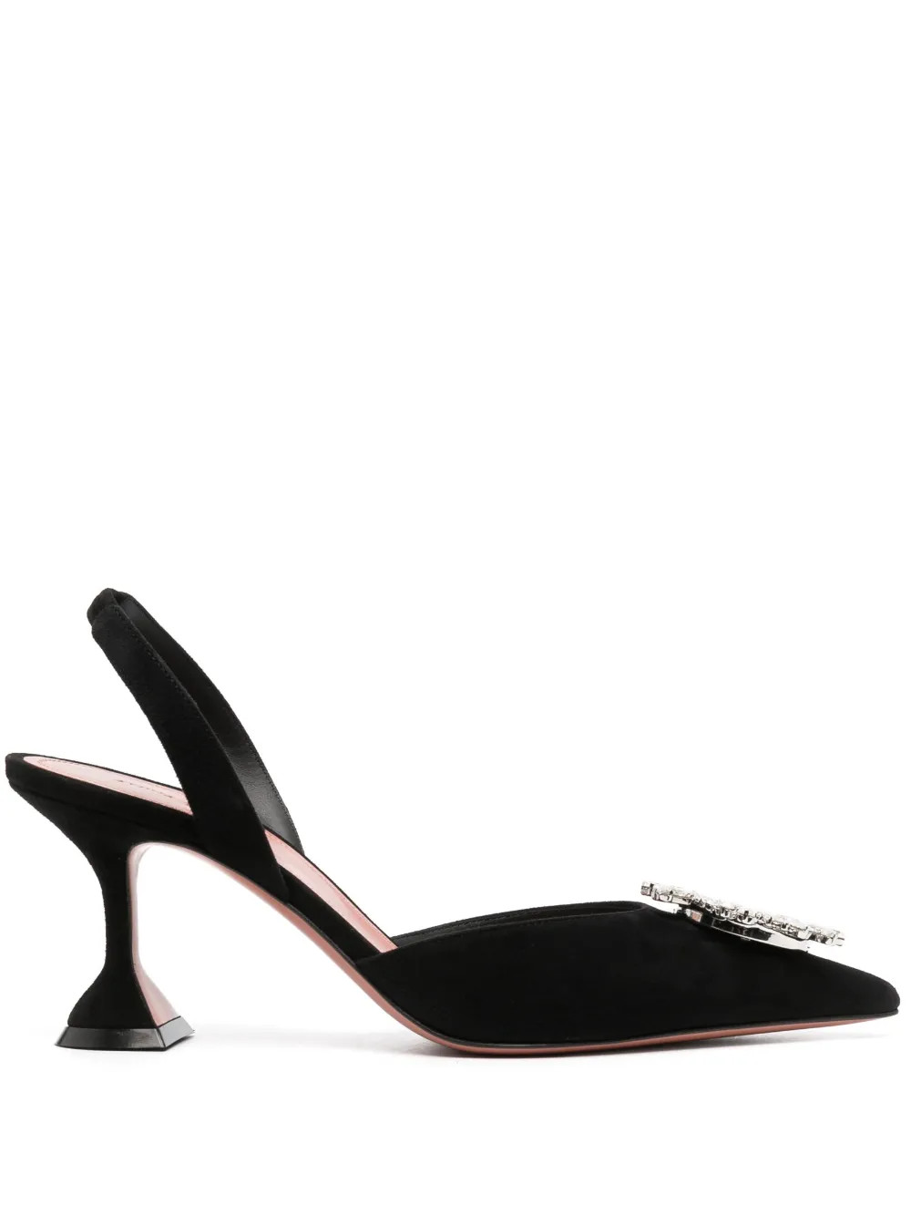Amina Muaddi Begum 85mm Embellished Slingback Pumps | Black | FARFETCH | Farfetch Global