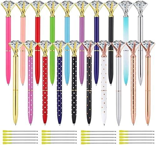 20pcs Diamond Pens Cute Ballpoint Pens Retractable Metal Crystal Pens with 20pcs Replacement Refi... | Amazon (US)