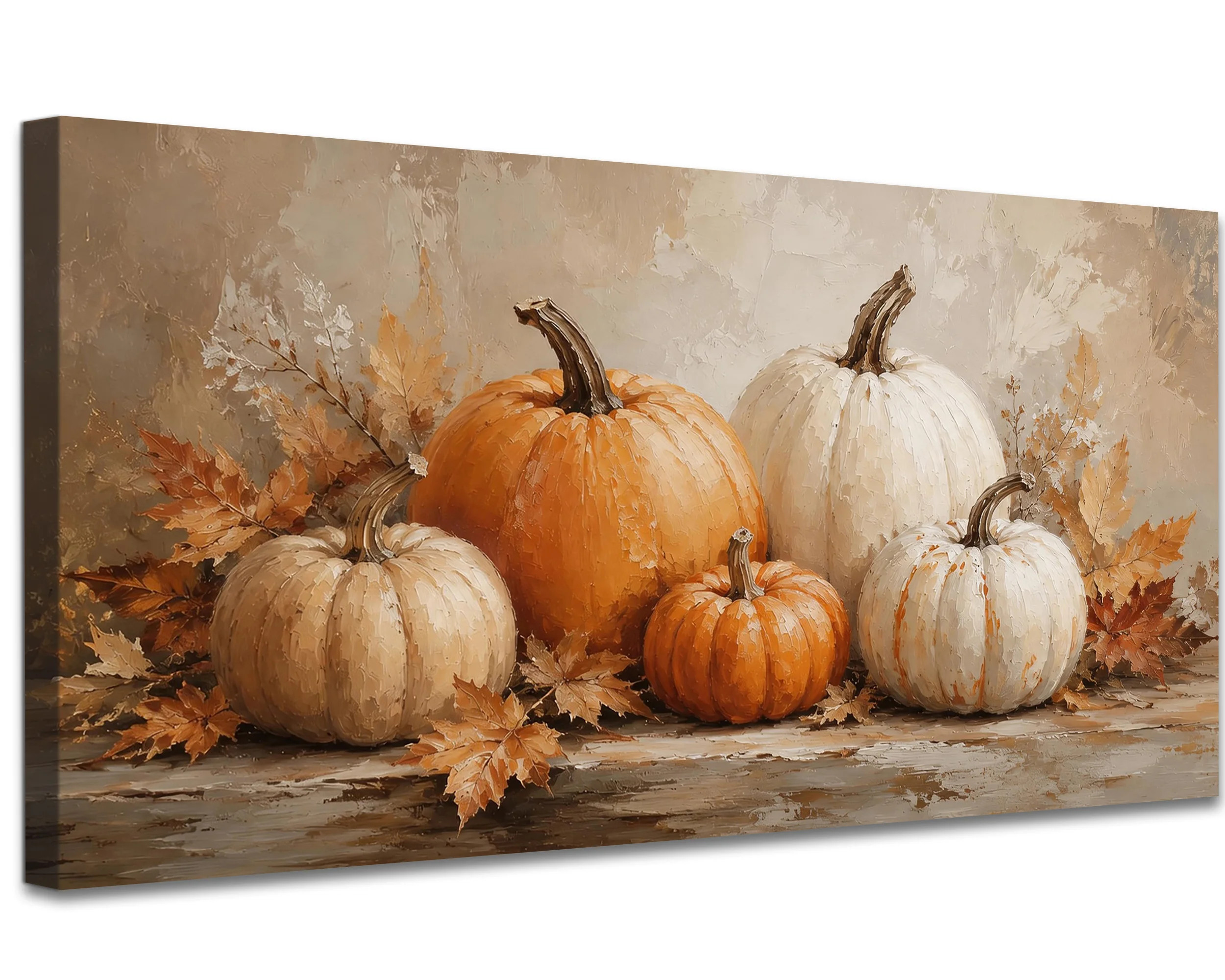 Pumpkin Canvas Wall Art Rustic Fall Painting Autumn Still Life Pictures Serene Earth Tones Textur... | Wayfair North America
