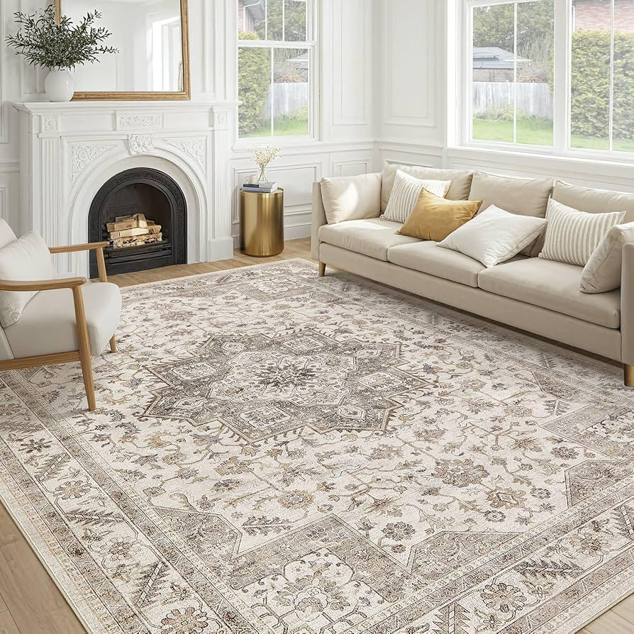 Vintage Living Room Area Rug 6x9 - Large Soft Washable Oriental Traditional Distressed Farmhouse ... | Amazon (US)