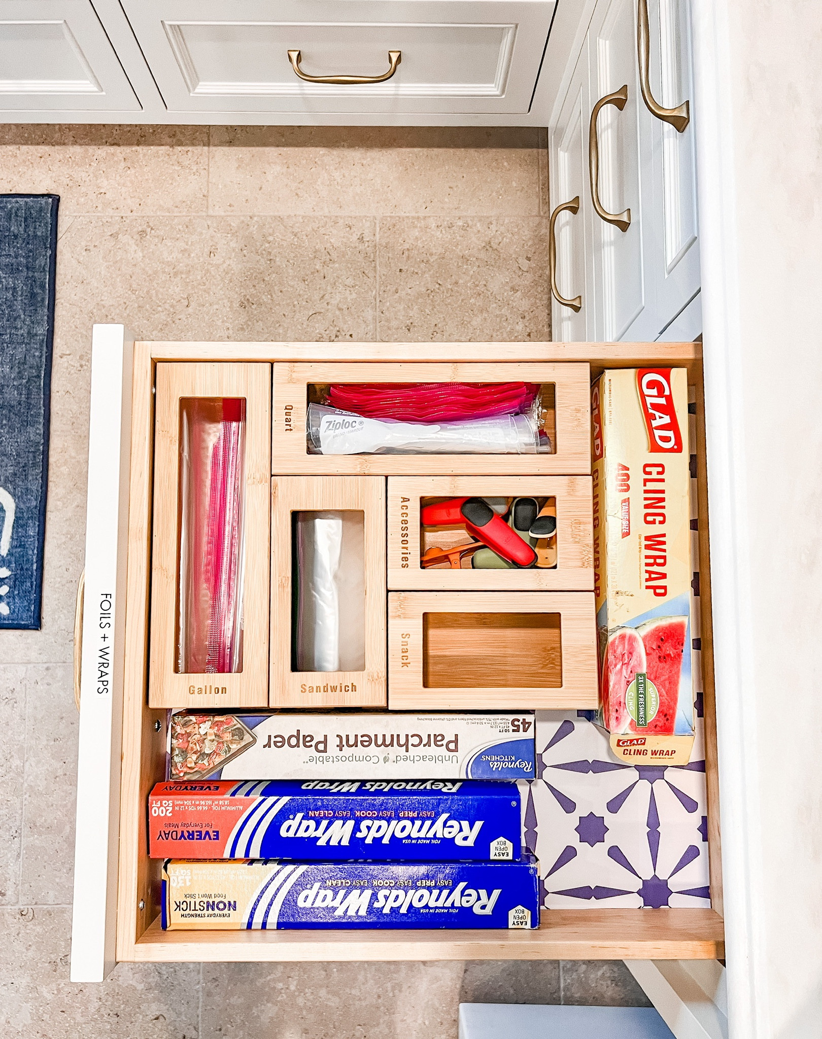 This bamboo baggie organizer comes as individual boxes for each bag size. You can custom fit it in your space!

#LTKkids #LTKhome #LTKBacktoSchool