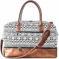Canvas Weekender Bag, Overnight Travel Carry On Duffel Tote with Shoe Pouch (black) | Amazon (US)