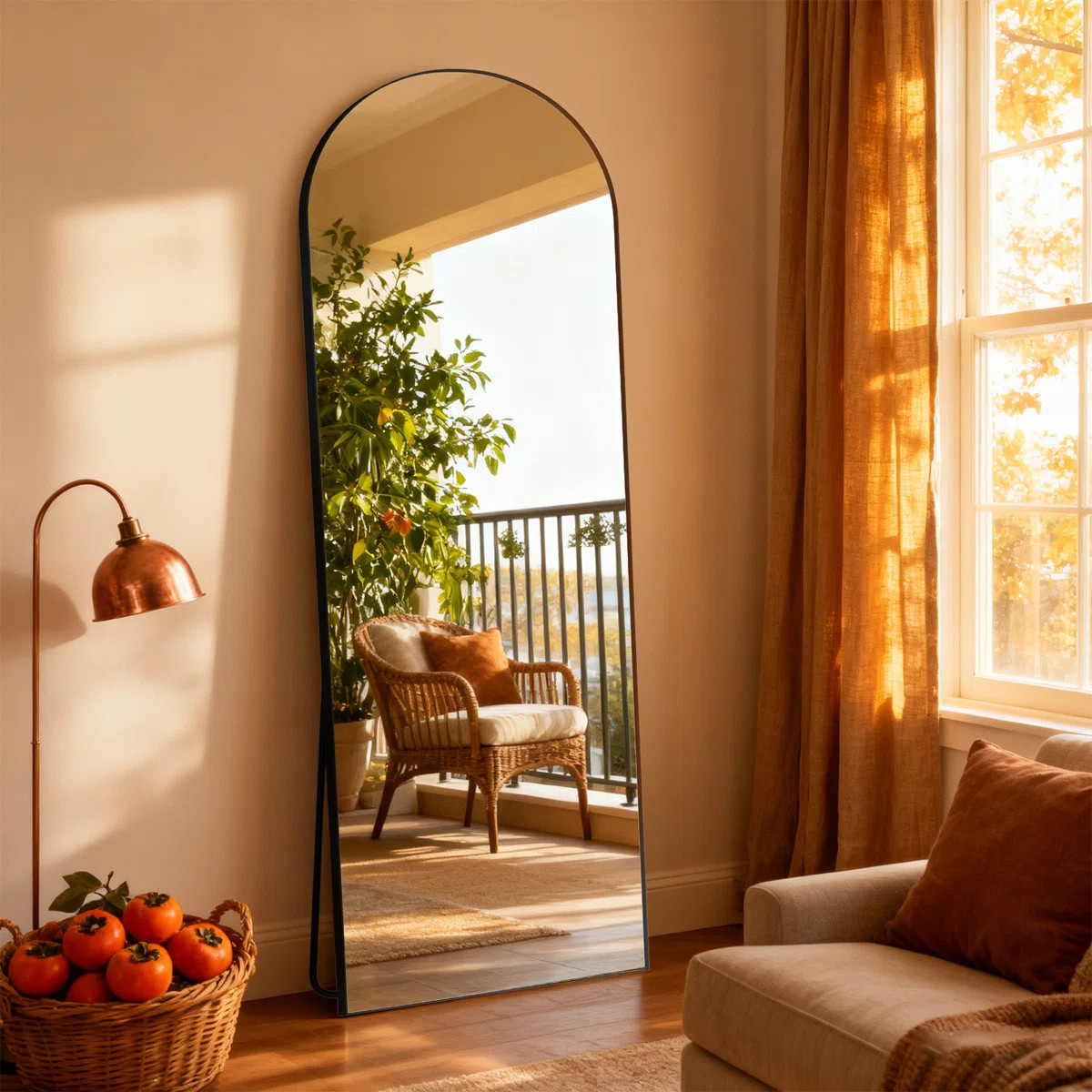 Arched Full-Length Mirror, Aluminum Alloy Frame, Tempered Glass Floor Mirror | Wayfair North America